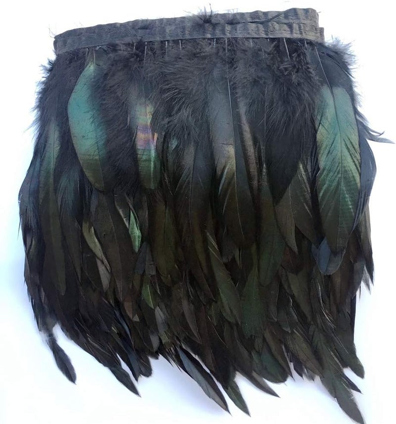Sowder Rooster Hackle Feather Fringe Trim 5-7" in Width Pack of 5 Yards(Black) - Image 2